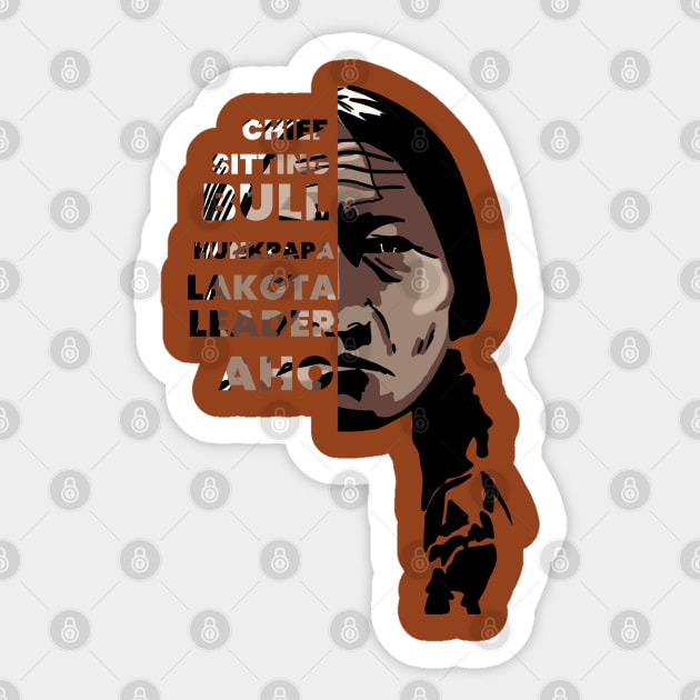 Sitting Bull Native American Half Face Design Sticker by Eyanosa